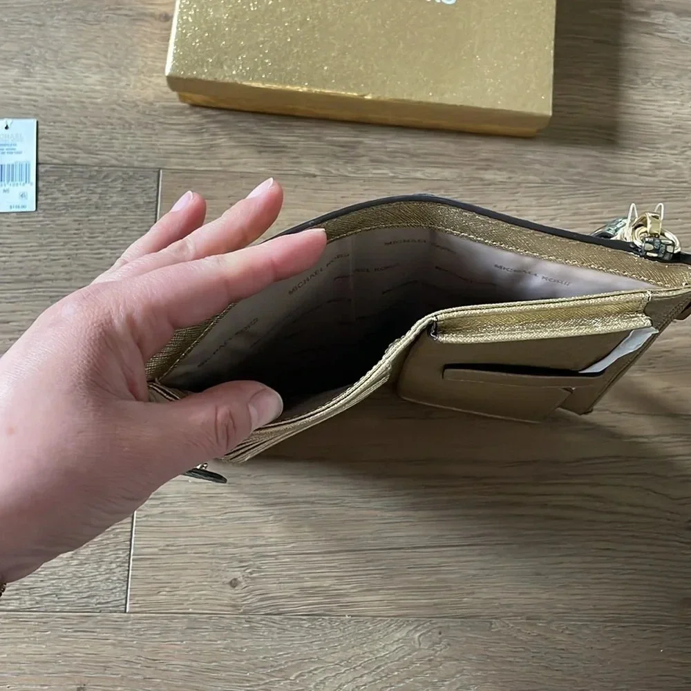 Michael Kors Gold Design Wristlet Phone Wallet